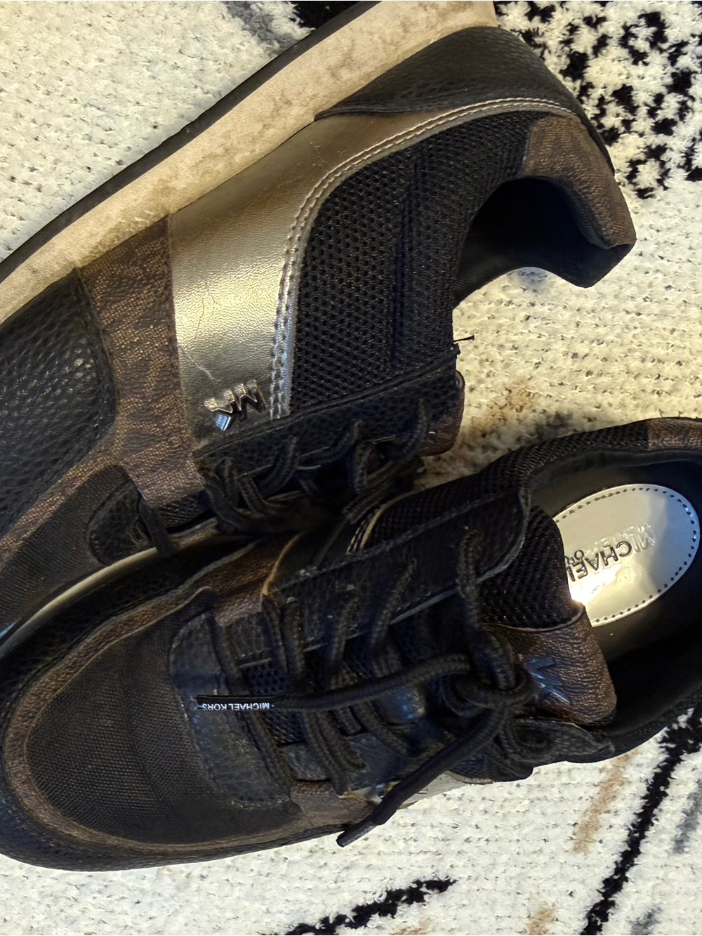 Michael Kors Men’s Black and Brown Low-Top Slip-On Sneaker